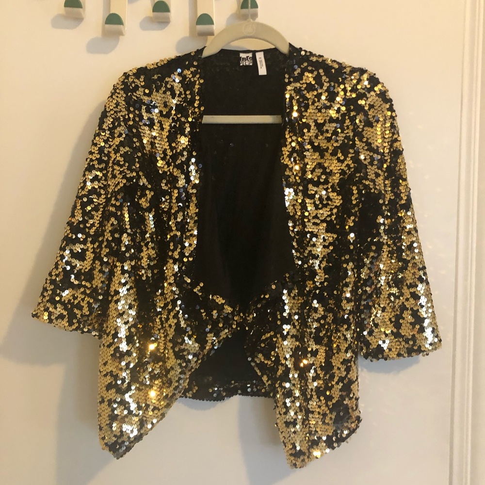 Sequined open-front cardigan